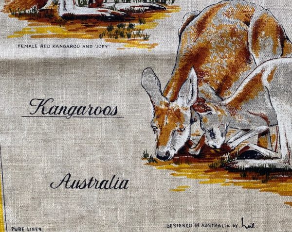 vintage tea towel - kangaroos