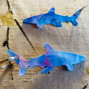 Recycled plastic 'sky blue' shark - keyring - Brisbane