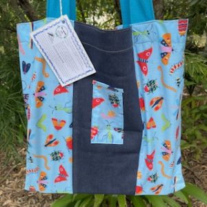 blue bag bug fabric