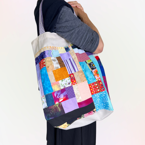 rainbow patchwork bag